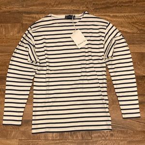NWT white / navy Armor Lux cotton mariniere striped shirt, size 0